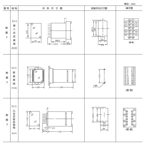 JL8-22集成电路电流继电器继电器外形尺寸及开孔尺寸