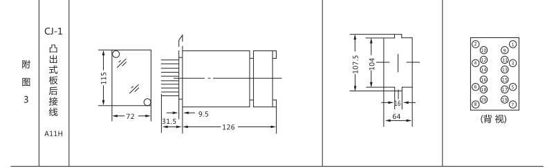 JC-7/21冲击继电器外形及开孔尺寸图片2