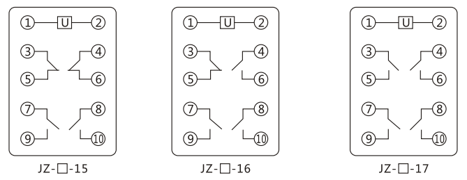 JZY（J)-15静态中间继电器内部接线图及外引接线图