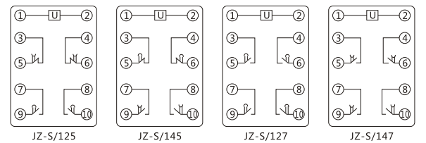 JZ-S/2215静态可调延时中间继电器内部接线图及外引接线图